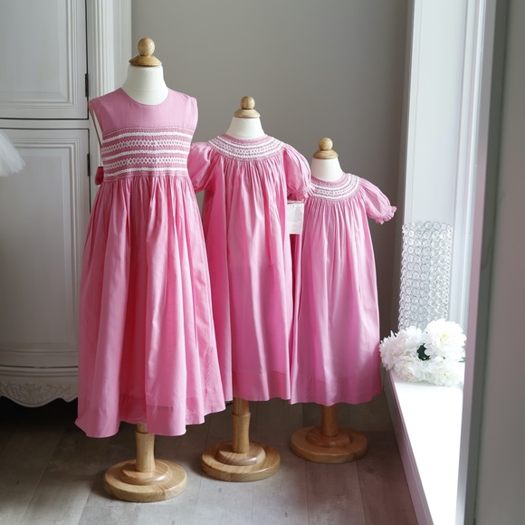 Strasburg Dress Smocked Sleeveless Pink Spring Summer Vacation Perfect Condition - Picture 4 of 5